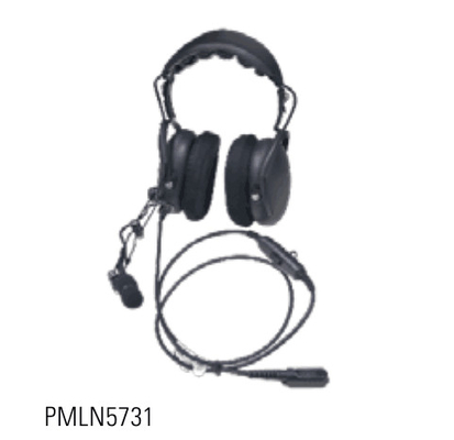 Earphone And Microphone PMLN5731 Dual over-ear headset dengan tombol push-to-talk inline