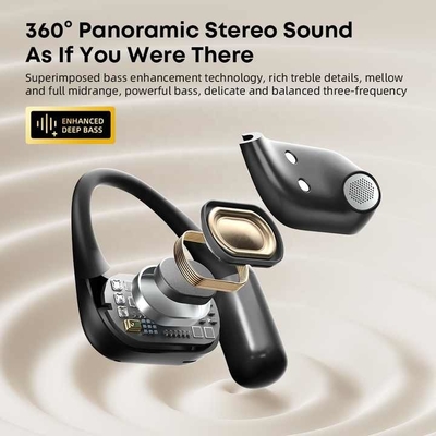 Earphone Dan Mikropon Bluetooth V5.4 Standar Earphone Dan Mikropon Open-Ear Form Factor Untuk Mp3 / Cellphone / PC Kompatibilitas